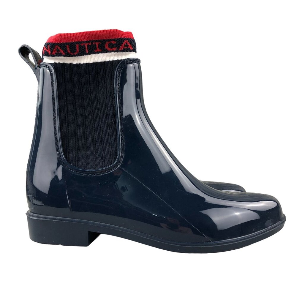 Nautica Women's Size 7 Loytan Blue Water-Resistant Slip Resistant Rain Boots
